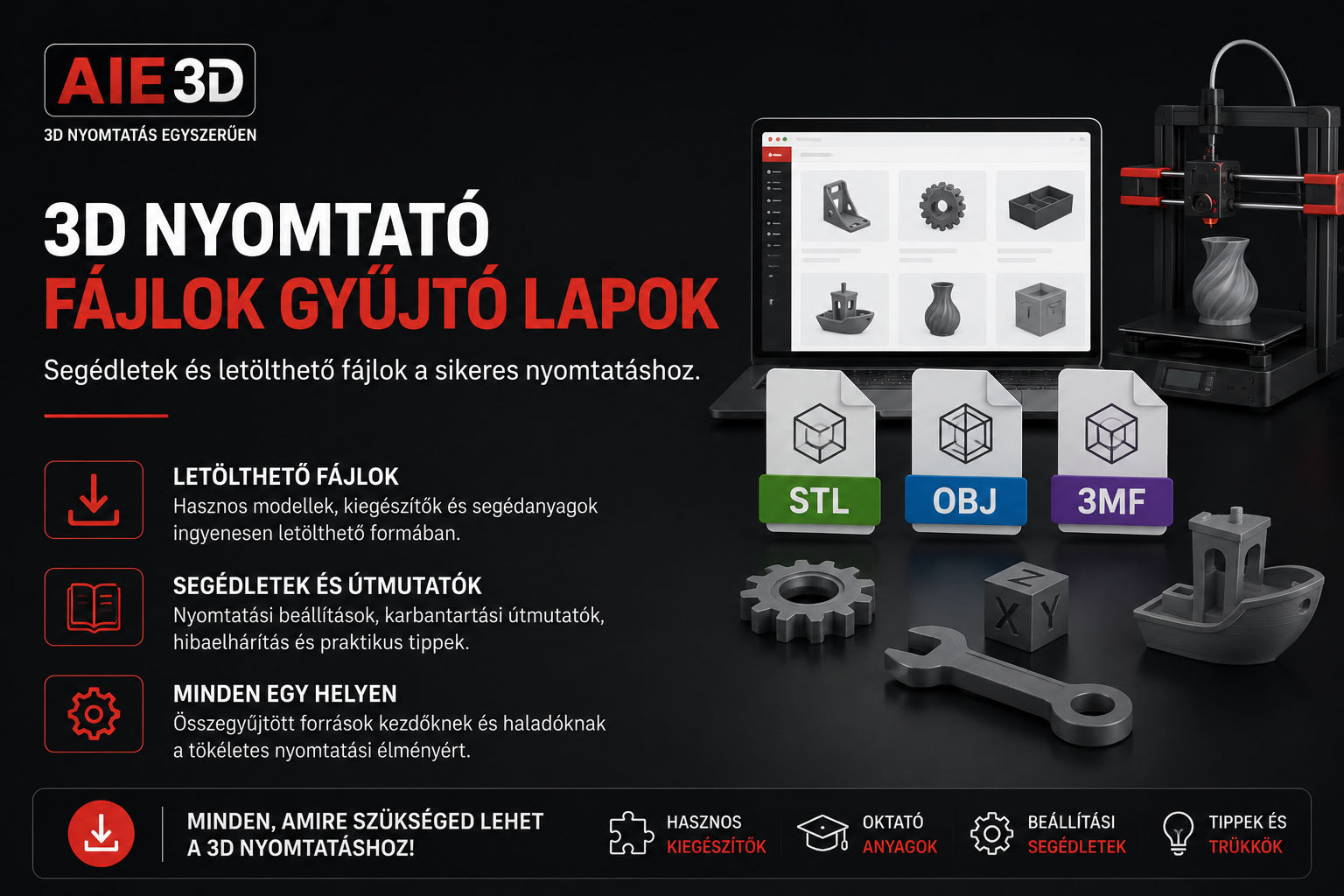 3D nyomtató fájlok gyűjtő lapok segédlet