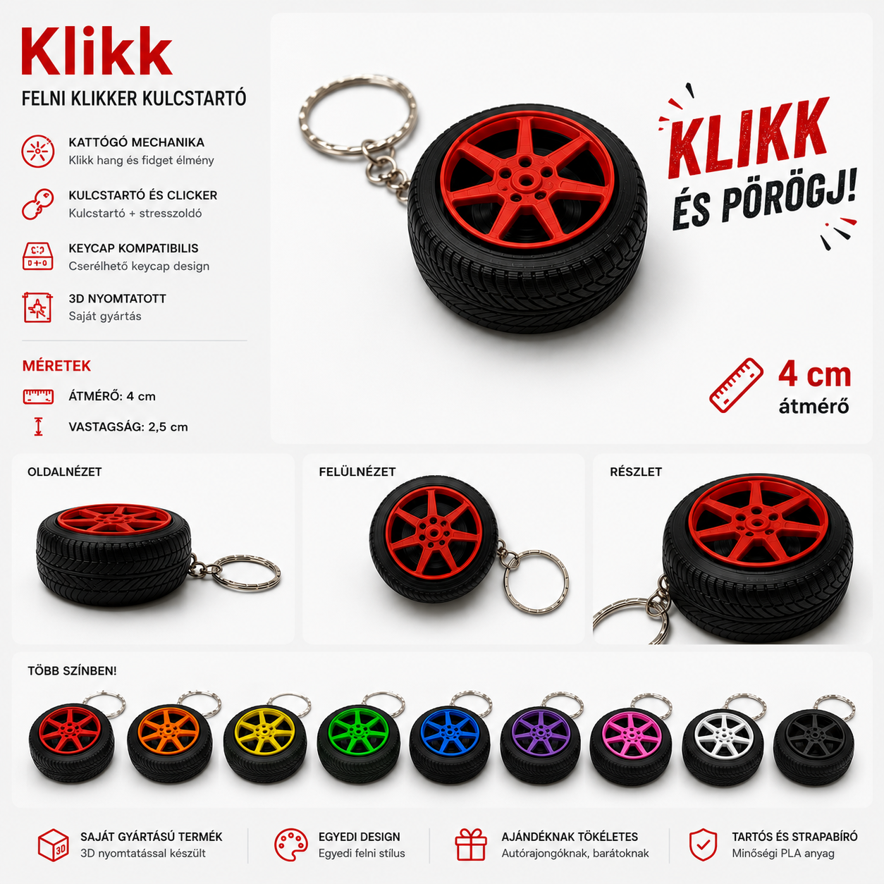 Klikk – Felni Klikker Kulcstartó