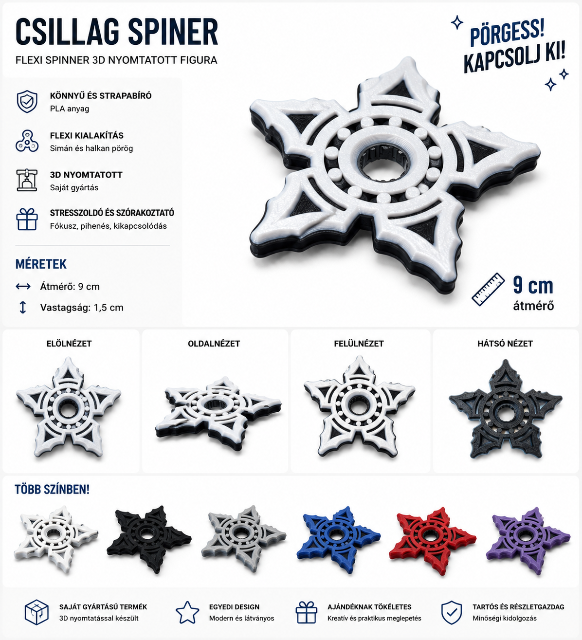 Csillag Spinner – Flexi Spinner 3D nyomtatott figura