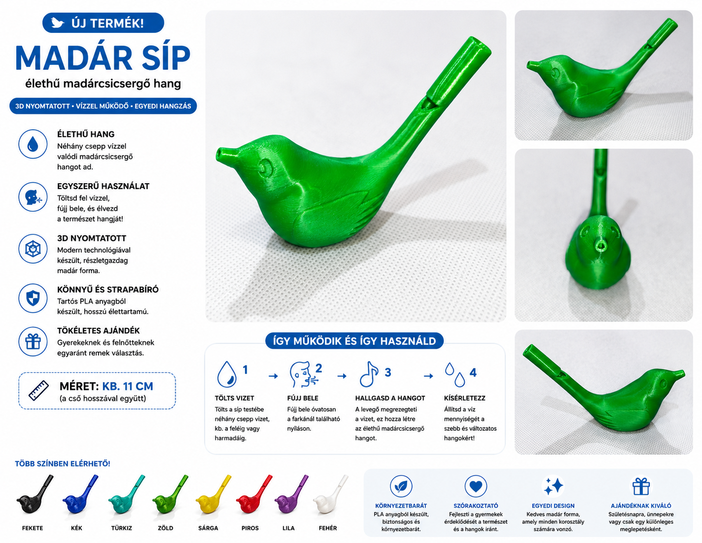 Madár Síp – 3D Nyomtatott Vízzel Működő Madárcsicsergő