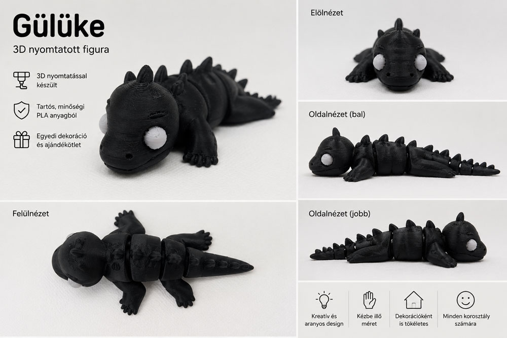 Gülüke – Flexi sárkány 3D nyomtatott figura