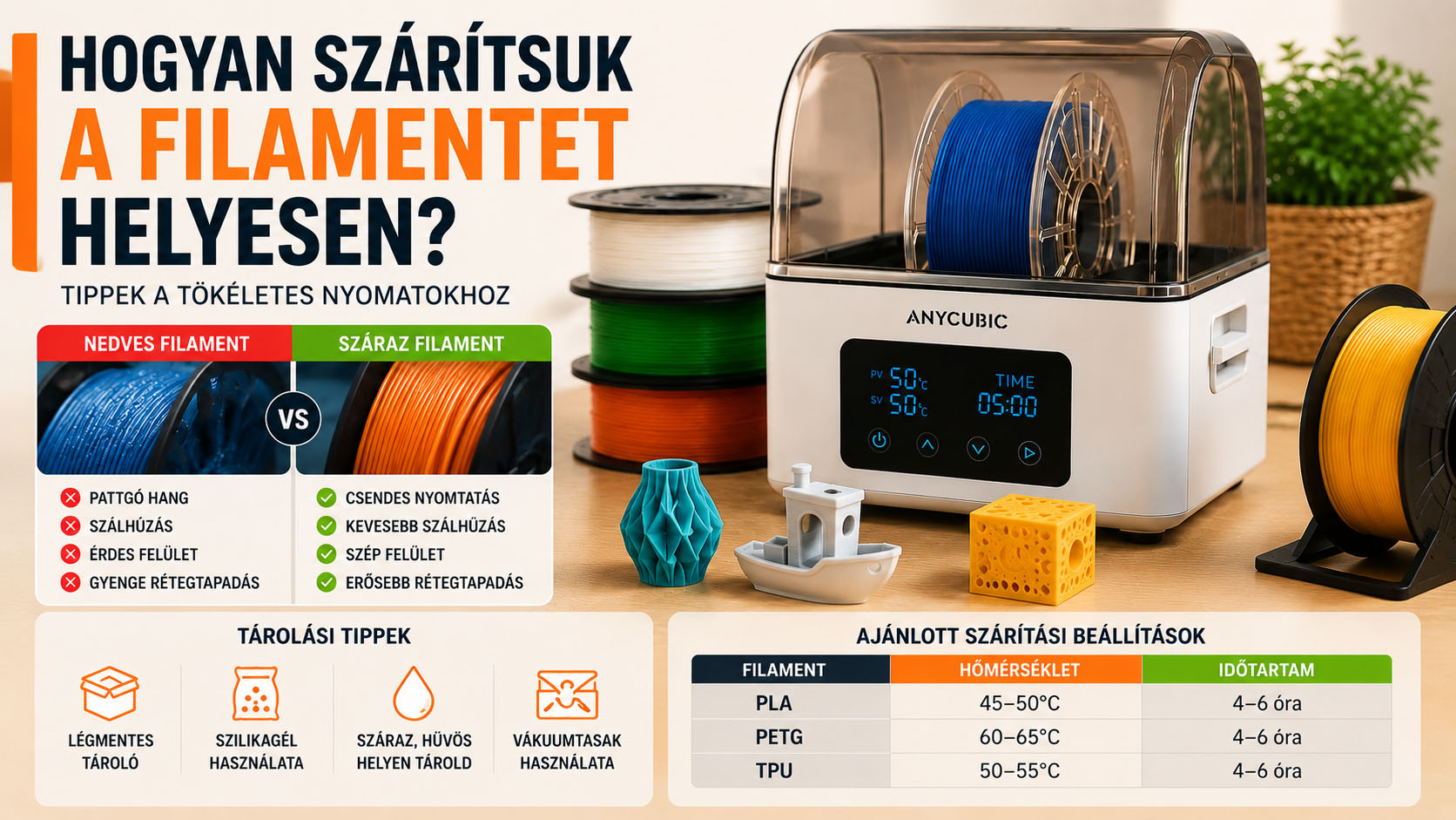 Hogyan szárítsuk a filamentet helyesen?